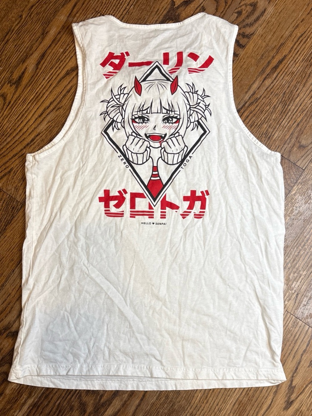 White Anime Graphic Tank Top - Hello Senpai